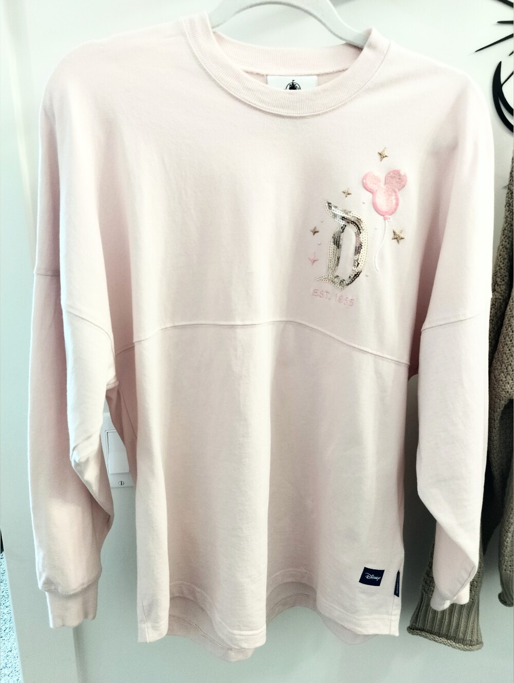 Disney Resort Women's XS Pink Mickey Mouse Balloon Spirit Jersey Gold Sequin
